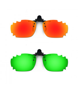 HKUCO Sunglasses Clip Red/Emerald Green Polarized Lenses For Myopia Frame Clip Polarized Lenses UV400 Protect