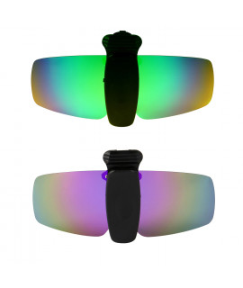 HKUCO Sunglasses Clip Green/Purple Polarized Lenses Hat Visors Clip-on Sunglasses For Fishing/Biking/Hiking/Golf UV400 Protect