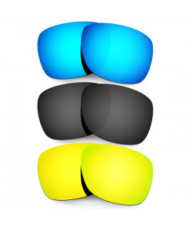 Hkuco Mens Replacement Lenses For Oakley Catalyst Blue/Black/24K Gold Sunglasses