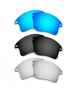 Hkuco Mens Replacement Lenses For Oakley Fast Jacket XL Blue/Black/Titanium Sunglasses