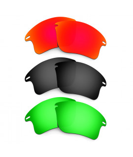 Hkuco Mens Replacement Lenses For Oakley Fast Jacket XL Red/Black/Emerald Green Sunglasses