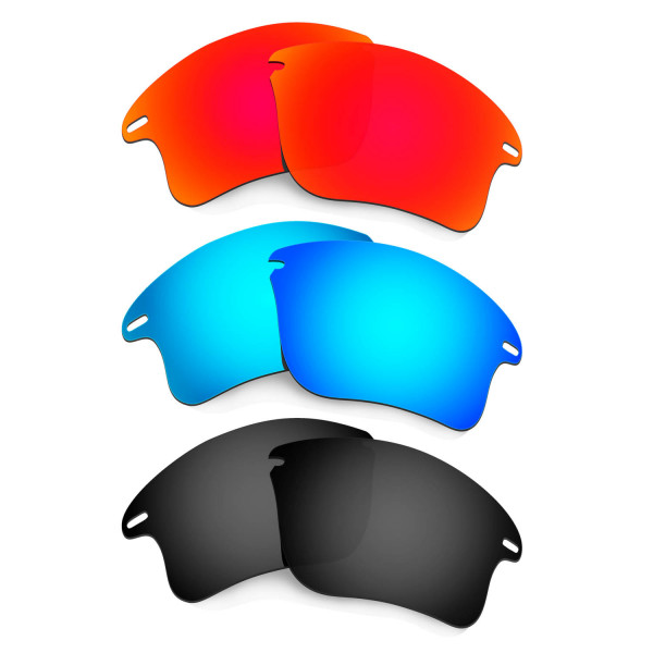 HKUCO Red+Blue+Black Polarized Replacement Lenses for Oakley Fast Jacket XL Sunglasses