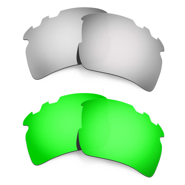 Hkuco Mens Replacement Lenses For Oakley Flak 2.0 XL-Vented Titanium/Emerald Green  Sunglasses