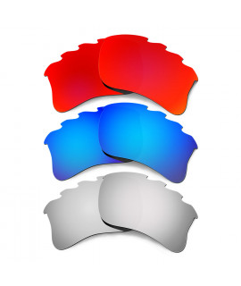 Hkuco Mens Replacement Lenses For Oakley Flak Jacket XLJ-Vented Red/Blue/Titanium Sunglasses