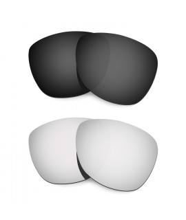 HKUCO Black+Titanium Mirror Polarized Replacement Lenses For Oakley Frogskins Sunglasses 