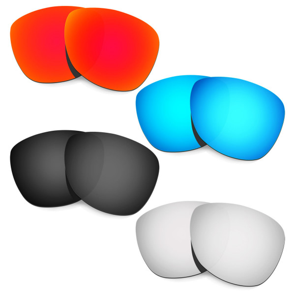 HKUCO Red+Blue+Black+Titanium Mirror Polarized Replacement Lenses For Oakley Frogskins Sunglasses