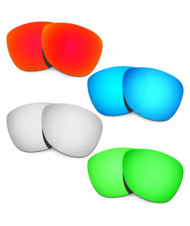 HKUCO Red+Blue+Titanium+Emerald Green Mirror Polarized Replacement Lenses For Oakley Frogskins Sunglasses