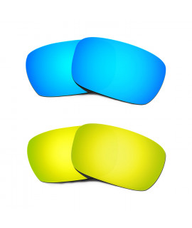 Hkuco Mens Replacement Lenses For Oakley Jury Blue/24K Gold Sunglasses