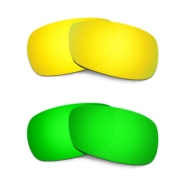 Hkuco Mens Replacement Lenses For Oakley Crosshair 2.0 24K Gold/Emerald Green Sunglasses