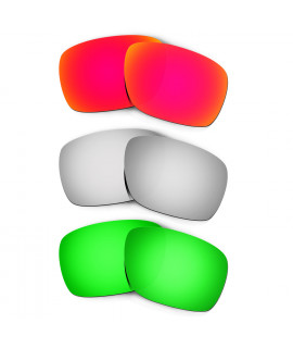 Hkuco Mens Replacement Lenses For Oakley Turbine Red/Titanium/Emerald Green  Sunglasses