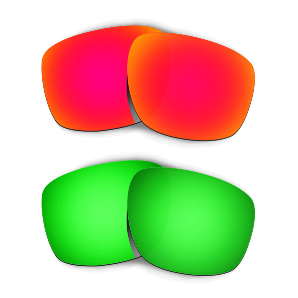 Hkuco Mens Replacement Lenses For Oakley Sliver Red/Emerald Green Sunglasses