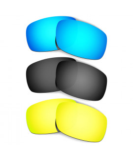Hkuco Mens Replacement Lenses For Oakley Crankshaft Blue/Black/24K Gold Sunglasses
