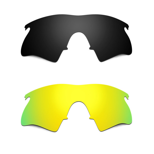 Hkuco Mens Replacement Lenses For Oakley M Frame Heater Black/24K Gold Sunglasses