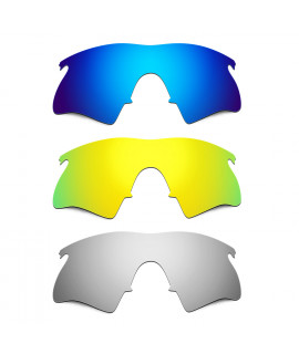 Hkuco Mens Replacement Lenses For Oakley M Frame Heater Blue/24K Gold/Titanium Sunglasses