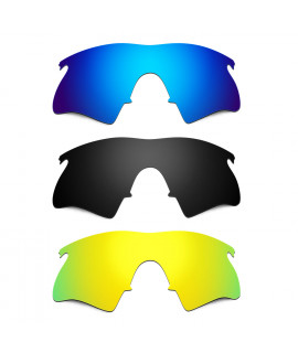 Hkuco Mens Replacement Lenses For Oakley M Frame Heater Blue/Black/24K Gold Sunglasses