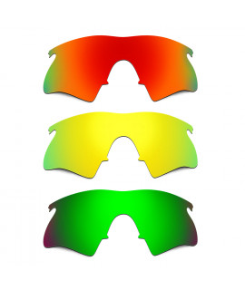 Hkuco Mens Replacement Lenses For Oakley M Frame Heater Red/24K Gold/Emerald Green Sunglasses