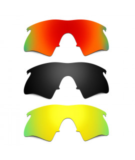 Hkuco Mens Replacement Lenses For Oakley M Frame Heater Red/Black/24K Gold Sunglasses