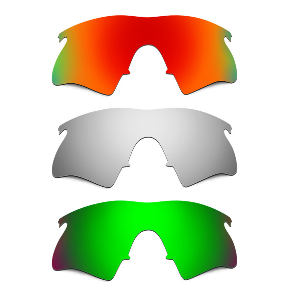 Hkuco Mens Replacement Lenses For Oakley M Frame Heater Red/Titanium/Emerald Green  Sunglasses