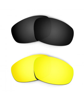 Hkuco Mens Replacement Lenses For Oakley Wind Jacket Black/24K Gold Sunglasses