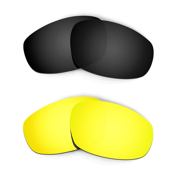 Hkuco Mens Replacement Lenses For Oakley Wind Jacket Black/24K Gold Sunglasses