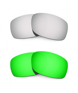 Hkuco Mens Replacement Lenses For Oakley Fives 3.0 Titanium/Emerald Green  Sunglasses