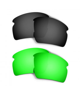 Hkuco Mens Replacement Lenses For Oakley Flak 2.0 Black/Emerald Green Sunglasses