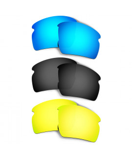 Hkuco Mens Replacement Lenses For Oakley Flak 2.0 Blue/Black/24K Gold Sunglasses