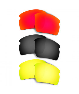 Hkuco Mens Replacement Lenses For Oakley Flak 2.0 Red/Black/24K Gold Sunglasses