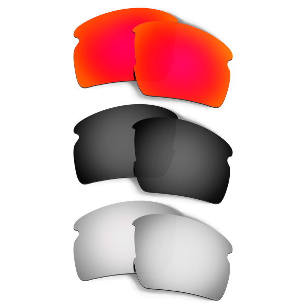Hkuco Mens Replacement Lenses For Oakley Flak 2.0 Red/Black/Titanium Sunglasses