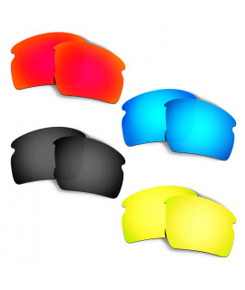 Hkuco Mens Replacement Lenses For Oakley Flak 2.0 Red/Blue/Black/24K Gold Sunglasses