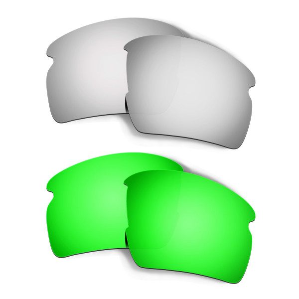 Hkuco Mens Replacement Lenses For Oakley Flak 2.0 Titanium/Emerald Green  Sunglasses