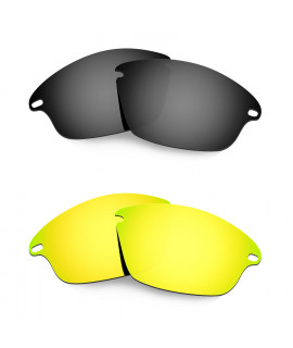 Hkuco Mens Replacement Lenses For Oakley Fast Jacket Black/24K Gold Sunglasses