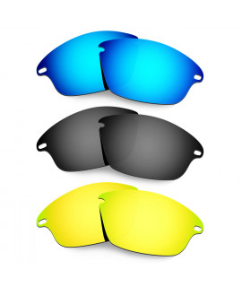 Hkuco Mens Replacement Lenses For Oakley Fast Jacket Blue/Black/24K Gold Sunglasses