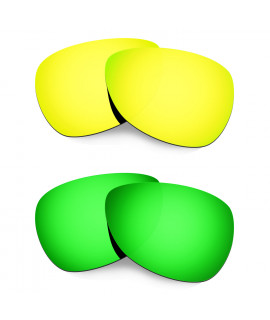 Hkuco Mens Replacement Lenses For Oakley Felon 24K Gold/Emerald Green Sunglasses
