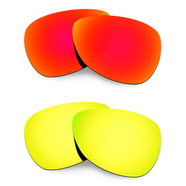 Hkuco Mens Replacement Lenses For Oakley Felon Red/24K Gold Sunglasses