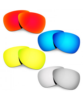 Hkuco Mens Replacement Lenses For Oakley Felon Red/Blue/24K Gold/Titanium Sunglasses
