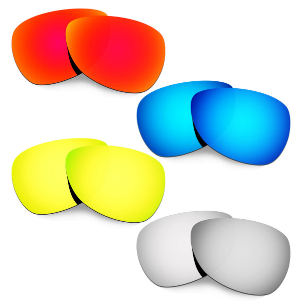 Hkuco Mens Replacement Lenses For Oakley Felon Red/Blue/24K Gold/Titanium Sunglasses