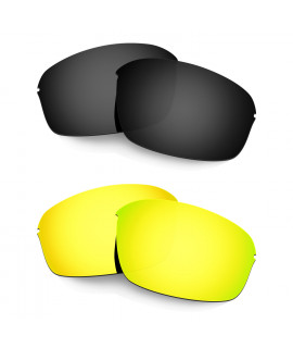 Hkuco Mens Replacement Lenses For Oakley Half Wire 2.0 Black/24K Gold Sunglasses