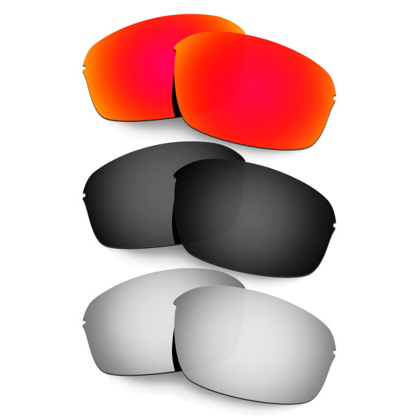 Hkuco Mens Replacement Lenses For Oakley Half Wire 2.0 Red/Black/Titanium Sunglasses