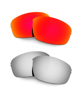 Hkuco Mens Replacement Lenses For Oakley Half Wire 2.0 Red/Titanium Sunglasses