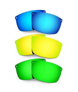 Hkuco Mens Replacement Lenses For Oakley Carbon Blade Blue/24K Gold/Emerald Green Sunglasses