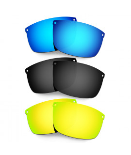 Hkuco Mens Replacement Lenses For Oakley Carbon Blade Blue/Black/24K Gold Sunglasses
