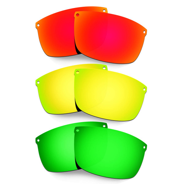 Hkuco Mens Replacement Lenses For Oakley Carbon Blade Red/24K Gold/Emerald Green Sunglasses