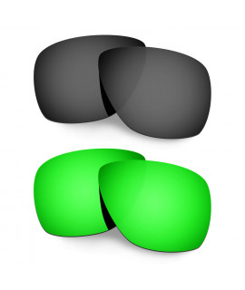 Hkuco Mens Replacement Lenses For Oakley Breadbox Black/Emerald Green Sunglasses