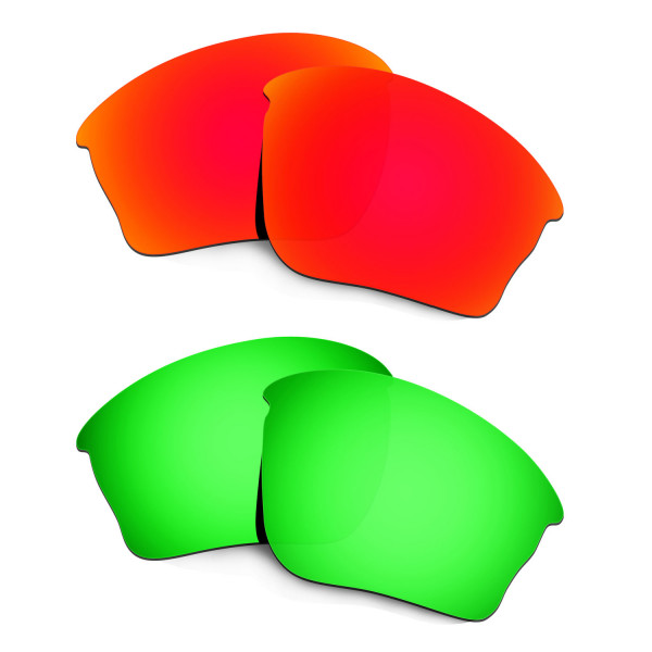 Hkuco Mens Replacement Lenses For Oakley Half Jacket XLJ Red/Emerald Green Sunglasses