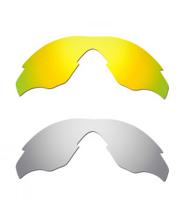 Hkuco Mens Replacement Lenses For Oakley M2 24K Gold/Titanium Sunglasses