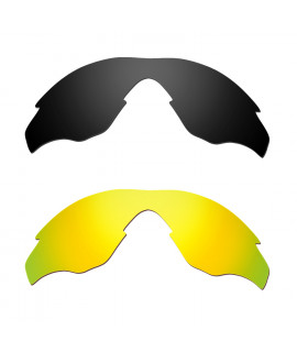 Hkuco Mens Replacement Lenses For Oakley M2 Black/24K Gold Sunglasses