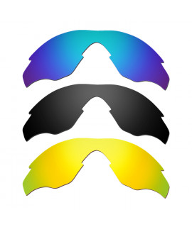 Hkuco Mens Replacement Lenses For Oakley M2 Blue/Black/24K Gold Sunglasses