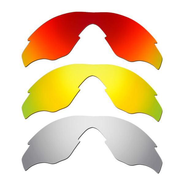 Hkuco Mens Replacement Lenses For Oakley M2 Red/24K Gold/Titanium Sunglasses