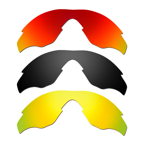 Hkuco Mens Replacement Lenses For Oakley M2 Red/Black/24K Gold Sunglasses